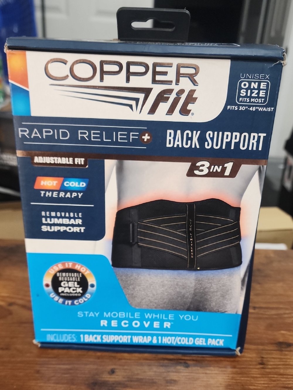 Copper Fit Rapid Relief+ Back Support - Black Never Opened, 3-1 BackBrace Unisex